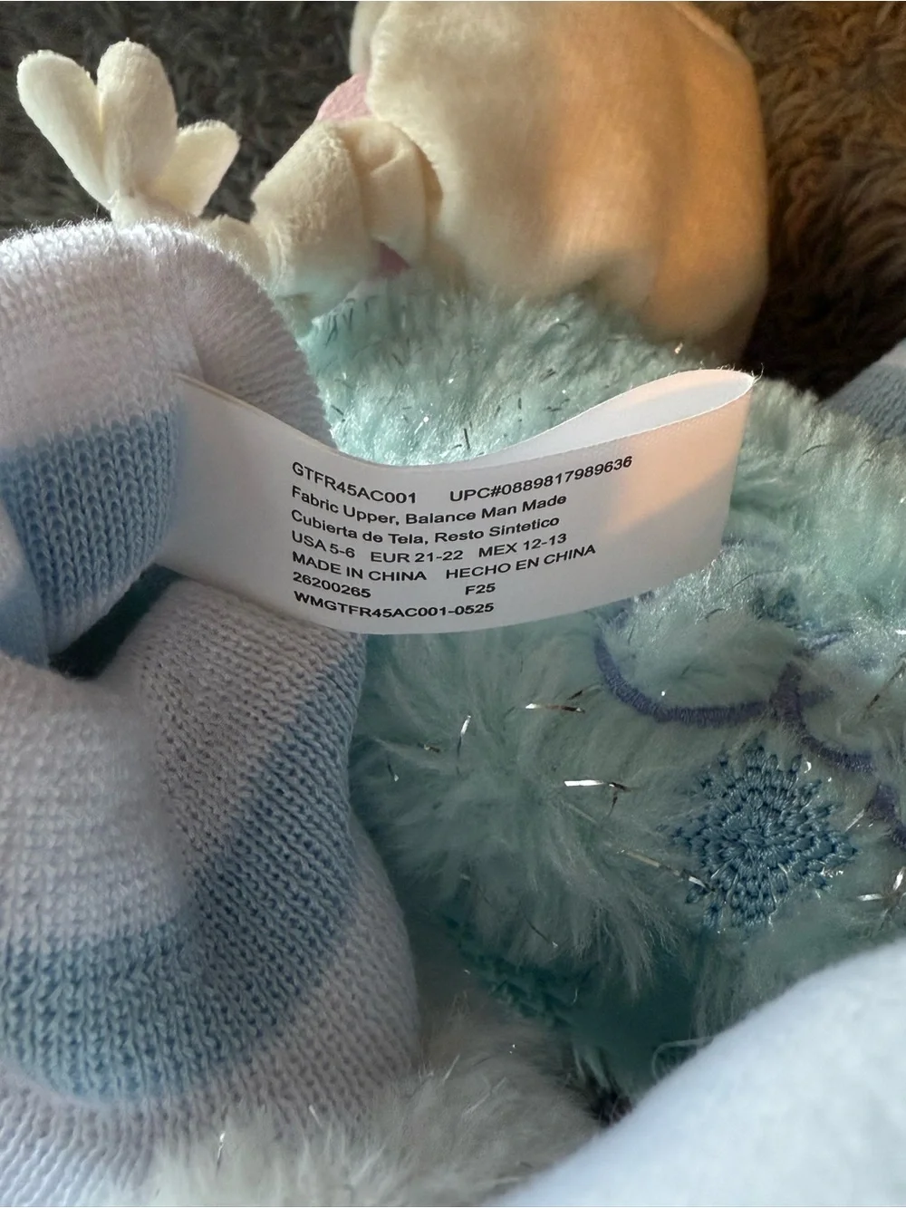 Frozen Girls 5-6 Plush Elsa and Olaf Slippers Blue, White, Orange Slip On  New